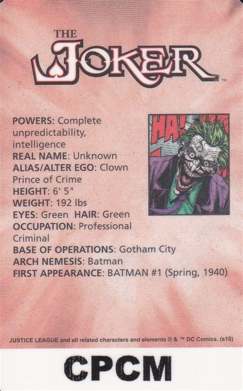 Dc Superheroes Coin Pusher Series Villain The Joker Arcade Game Cards