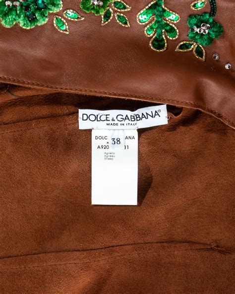 Dolce And Gabbana Brown Leather Embellished Blouse Ss 2001 For Sale At