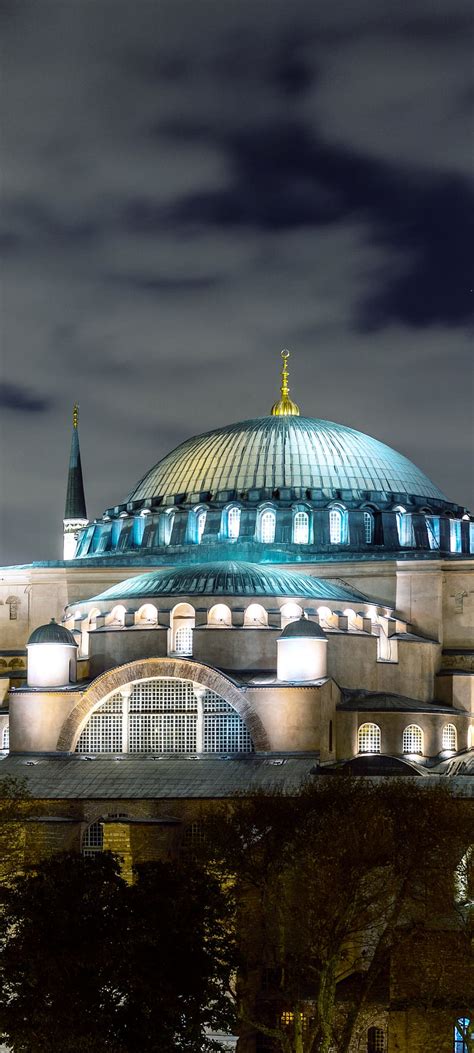 Night Architecture Dome Turkey Mosque Istanbul Religious Hagia