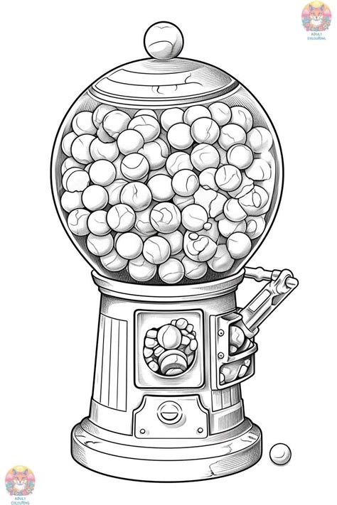 Colorful Fun Unleashed Gumball Machine Coloring Page Collection