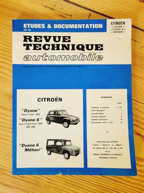 Citroen Dyane Dyane Mehari M Hari X Acadiane Revue Technique Eur