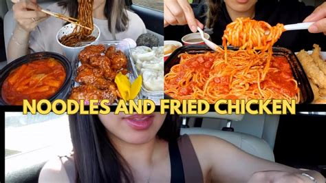 Asmr 2x Noodles Eating 🥢🍜🍜 Spicy Hot Noodles Fried Chicken Best