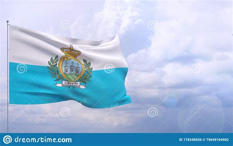 Winken Verlagerung Flaggen Der Weltflagge Von Abbildung San Marino 3d