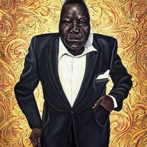 A Painting Of A Xxl Wise Elder From Kenya In A Suit Stable Diffusion