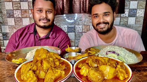 Eating Chicken Masala Curry Fish Curry Vegetable Masala Fry Bengali