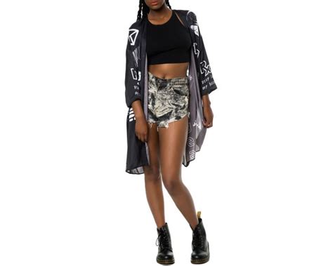 Dimepiece La The Verbage Symbol Kimono In Black C14of01 Blk Plndr