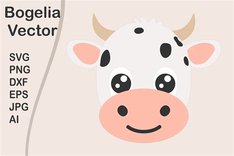 Cute Cow Face Svg Cut File Layered File Graphic By Bogeliavector · Creative Fabrica