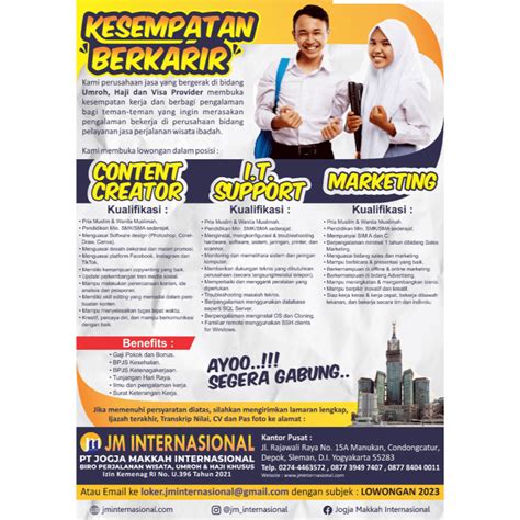 Lowongan Kerja Content Creator It Support Marketing Di Pt Jogja