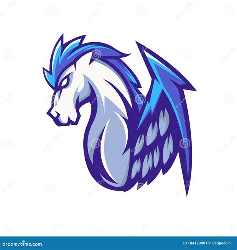 Blue Pegasus Mascot Stock Vector Illustration Of Isolated 184179001