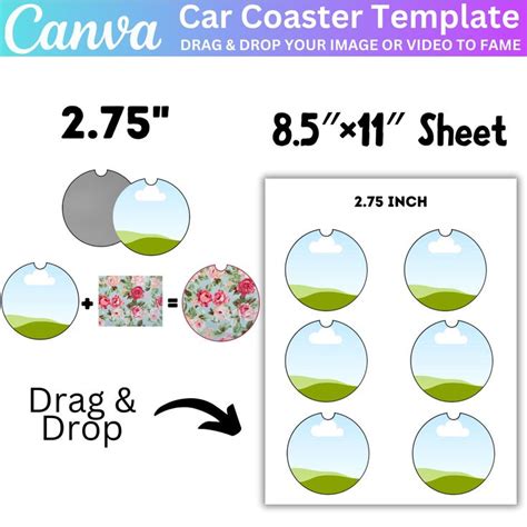 Car Coaster Template Car Cup Coaster Template Car Canva Template