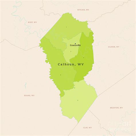 Wv Calhoun County Vector Map Green Digital Art By Frank Ramspott Fine