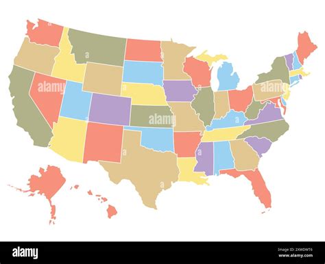 Map Of The Usa By Region In Different Colors Vector Illustration Stock