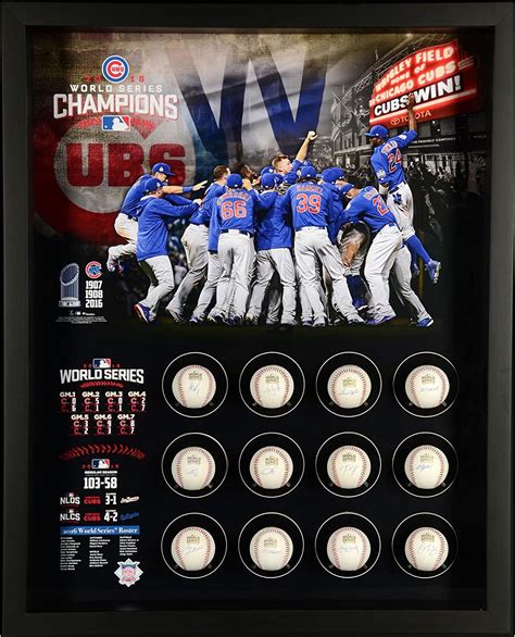 Chicago Cubs 2016 Mlb World Series Champions Framed Autographed 40 X 35 Vertical