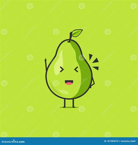 Funny Cute Pear Character Vector Flat Pear Cartoon Character Feeling