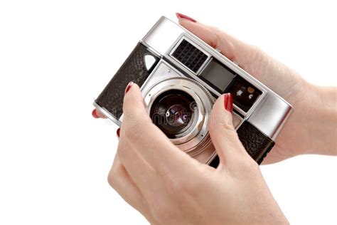 Vecchia Macchina Fotografica Analogica Classica Su Bianco Immagine