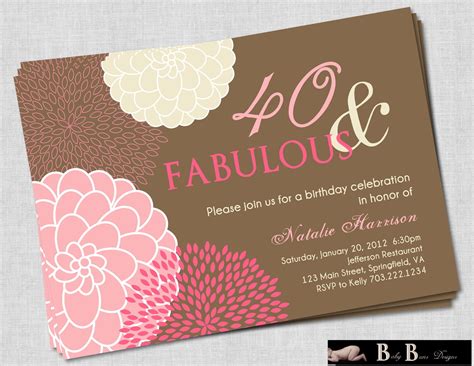 40th Birthday Invitations For Women Drevio Free And Printable