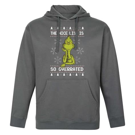 Dr Seuss The Grinch Mens Pullover Hooded Fleece Sweatshirt