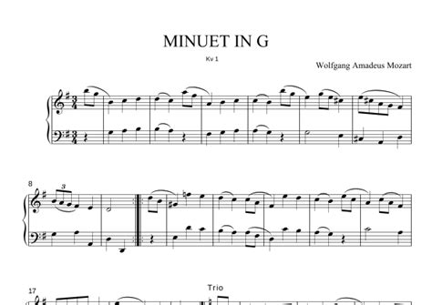 Mozart Minuet In G Major KV 1 Arr Harry Sebastian By Mozart Sheet