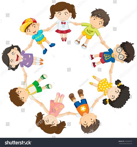 Children Holding Hands Circle Stock Vector Royalty Free 232436197