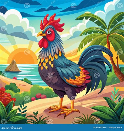 Ayam Cemani Chicken Left Goes Sea Jar Vector Stock Illustration