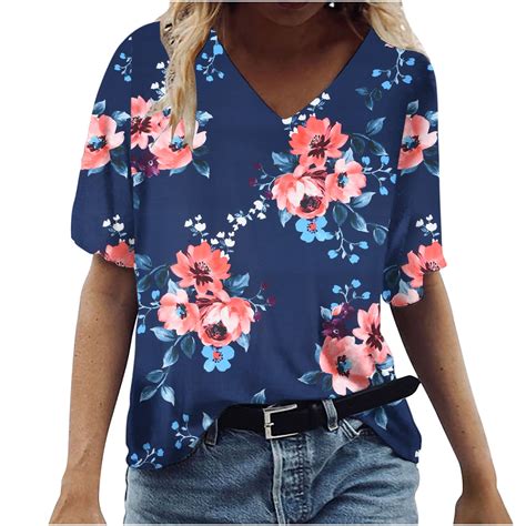 Oversized T Shirts For Women On Clearance Womens Fashion Casual Plus Size Scenic Flowers