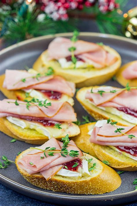 Ham Brie And Cranberry Crostini