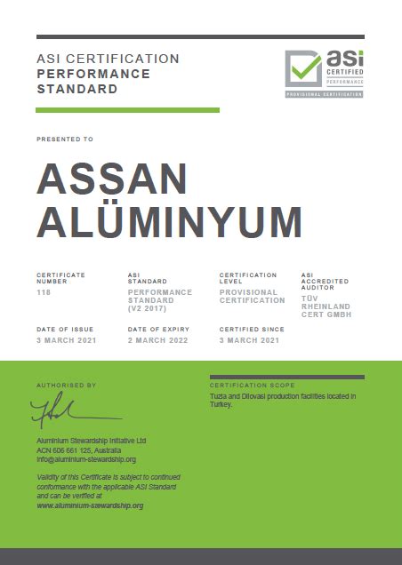 Asi Certifies Assan Al Minyum Against Asi Performance Standard