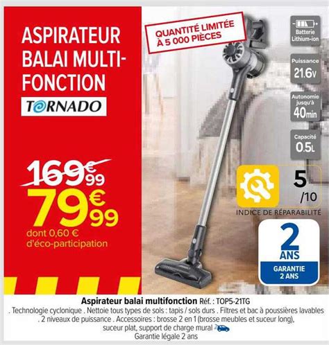 Promo Aspirateur Balai Multifonction Tornado Chez Carrefour ICatalogue Fr