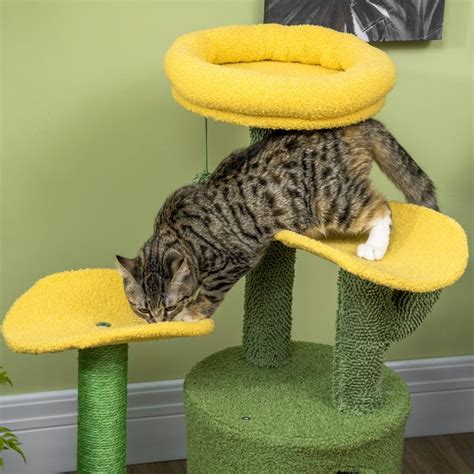 Árvore Arranhador Para Gatos Em Forma De Cacto Altura 83cm Torre Para Gatos Com Cama Casa De