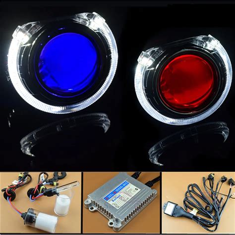 Sinolyn LED Angel Eyes Bi Xenon Headlight Lens Car Hid Projector