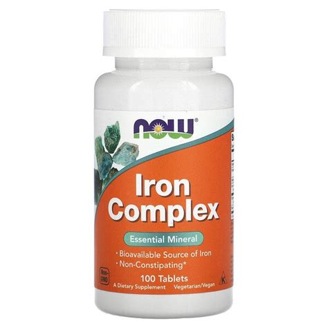 NOW Foods Iron Complex 100 Tablets Globevitamin