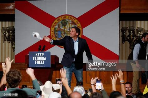 Republican Florida Gov Ron Desantis Tosses Hats Before Giving A