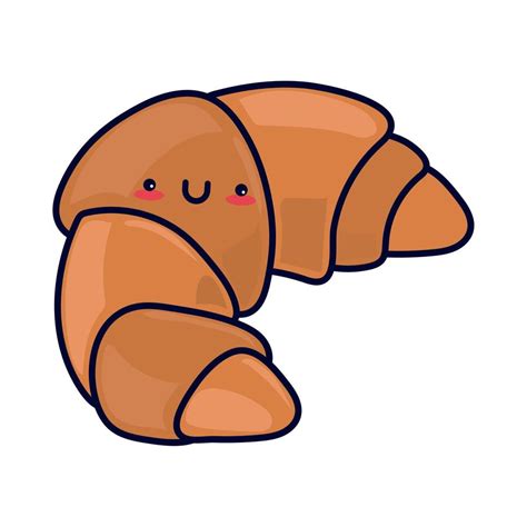 Kawaii Food Croissant 10968169 Vector Art At Vecteezy