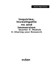 MODULE 8 Pdf Nquiries Investigations And Immersion Grade 12