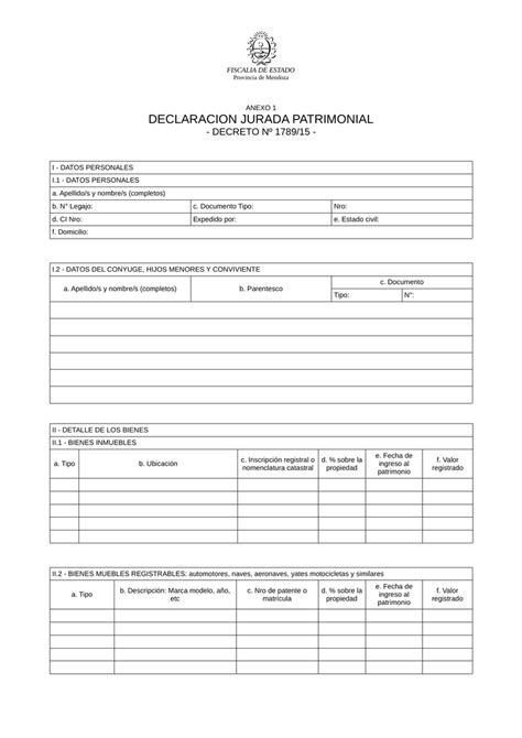 Descargar Formulario De Declaración Jurada Patrimonial