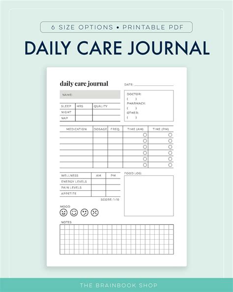 editable daily caregiver journal caregiving log caregiving tracker