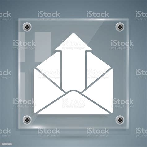 White Outgoing Mail Icon Isolated On Grey Background Envelope Symbol