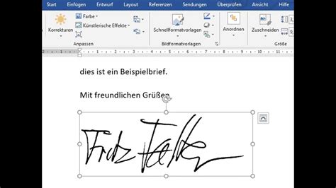 Word Eine Unterschrift einfügen YouTube