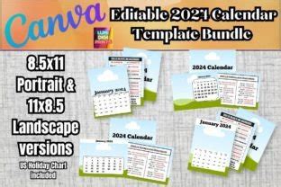 Canva Editable 2024 Calendar Templates Graphic By LumiDigiPrints