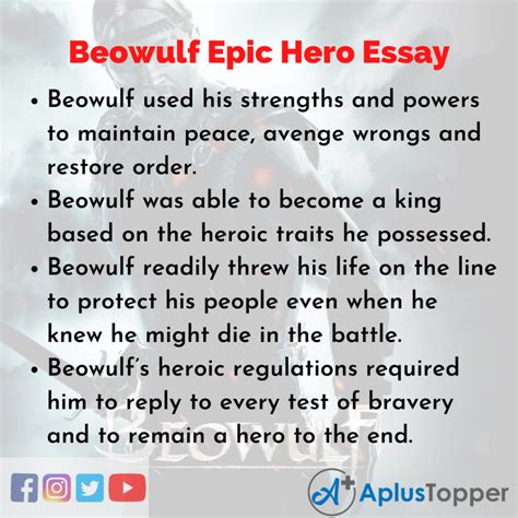 Beowulf Epic Hero Essay Essay On Beowulf Epic Hero For Students And