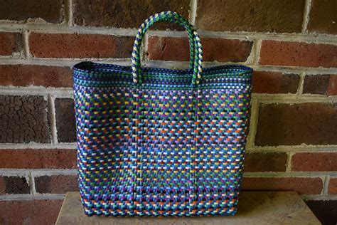 Bolsa Mediana Tejida Mexican Handycraft Bag Handwoven With Plastic