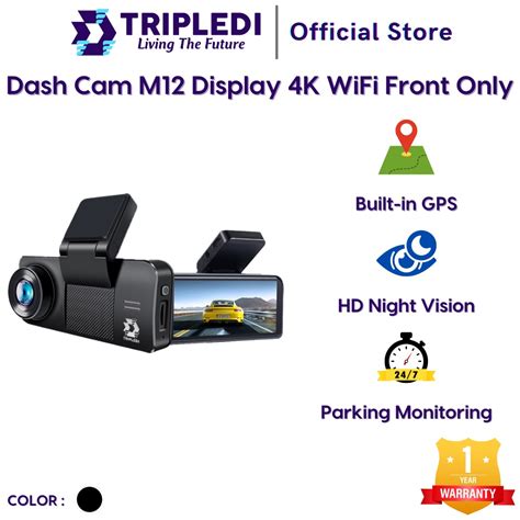 Jual TRIPLEDI Dash Cam M12 WiFi Night Vision Ultra HD 4K 2160P Kamera