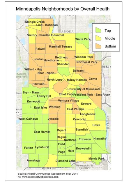 Map Monday: Rankings of Minneapolis Neighborhoods by Overall Health ...