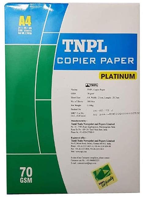 Plain White Tnpl A Gsm Copier Paper For Photocopy Size Dimension