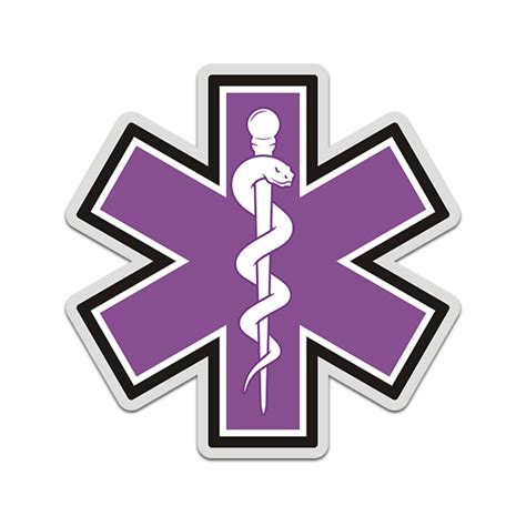 Star Of Life Purple Sticker Decal Emt Paramedic Ems First Responder