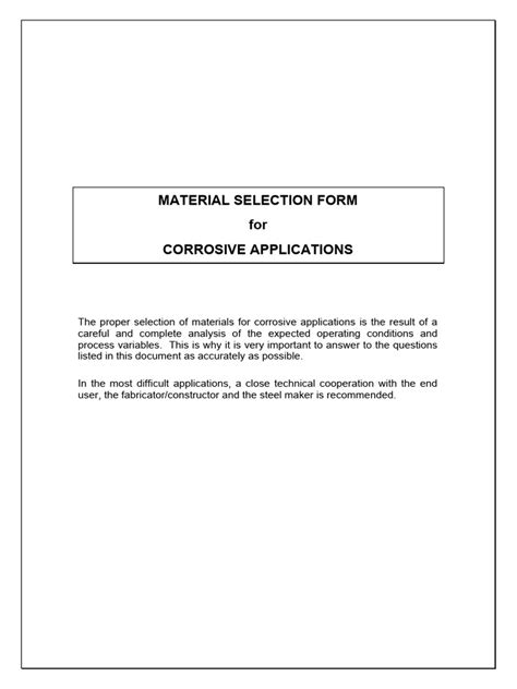 Material Selection Form Pdf