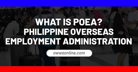 What Is Poea Philippine Overseas Employment Administration Owwa Online