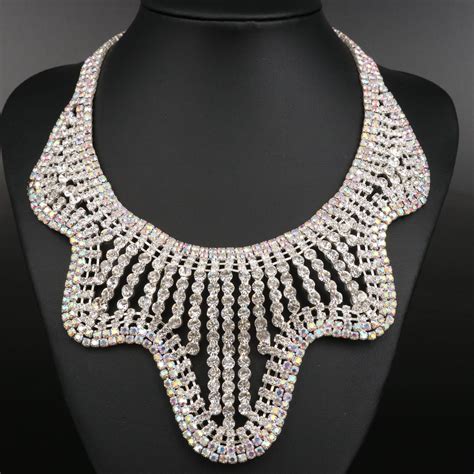 Rhinestone Bib Necklace And Earring Sets Ebth