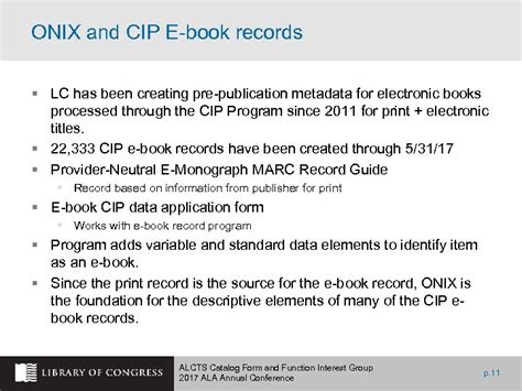 Onix And Cip How The Library Of Congress