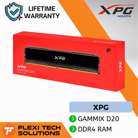 XPG ADATA GAMMIX D20 3600MHZ 8GB DDR4 Gaming Memory RAM Tungsten Grey